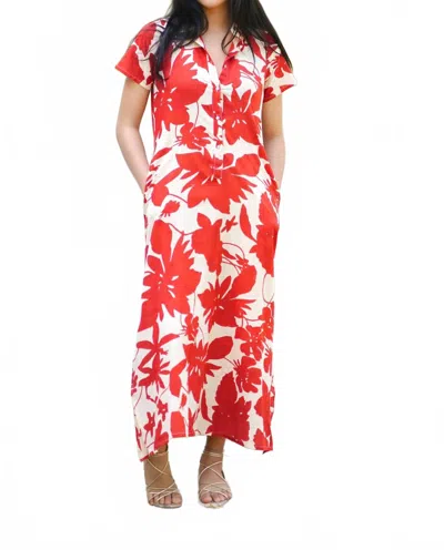 Dolma Carrie Cotton Maxi Dress In Rust Beige In Red