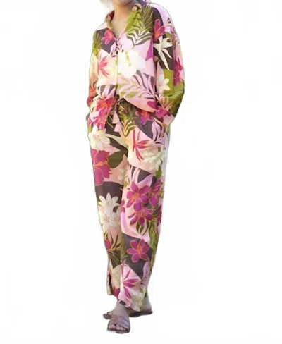 Dolma Cotton Floral Pants In Pink/green In Multi