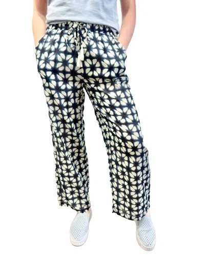 Dolma Cotton Tie Waist Pants In Navy/white Print In Multi