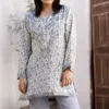 Dolma Embroidered Tunic In Dusty Blue