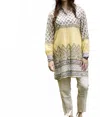 Dolma Florence Button Down Tunic Top In Mustard Grey In Multi