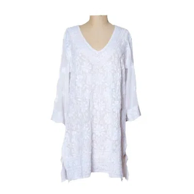 Dolma Francoise Kurta Tunic In Embroidered White In Multi