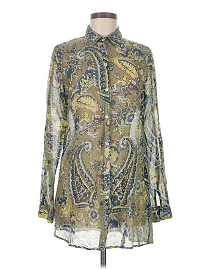 Pre-owned Dolma Long Sleeve Blouse In Gold