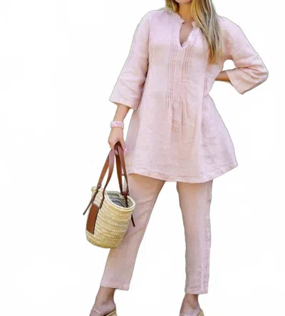 Dolma Women's Bianca Linen Tunic Top In Blush In Multi