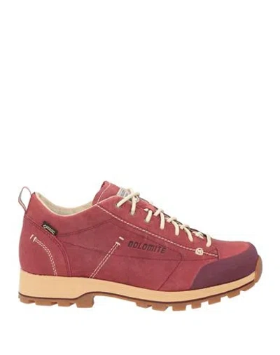 Dolomite Woman Sneakers Burgundy Size 7.5 Leather, Textile Fibers In Red