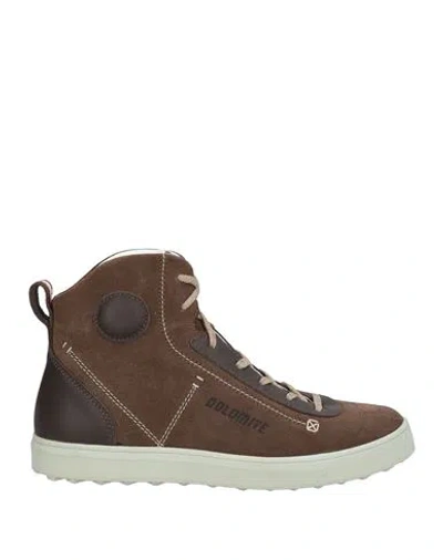 Dolomite Woman Sneakers Dark Brown Size 9 Leather, Textile Fibers