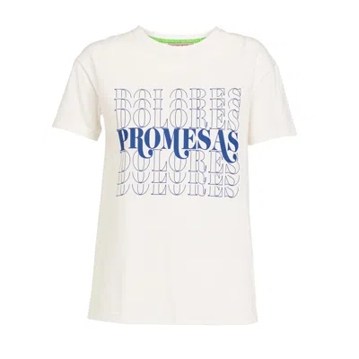 Dolores Promesas Women's Basic White Shirt With Lettering Promesas