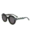 Dolores Promesas Women's Black And Gray Round Cut Glasses With Lynx Print In Black