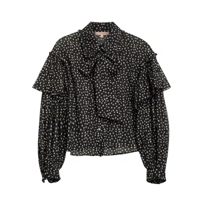 Dolores Promesas Women's Black Chérie Polka Dot Blouse
