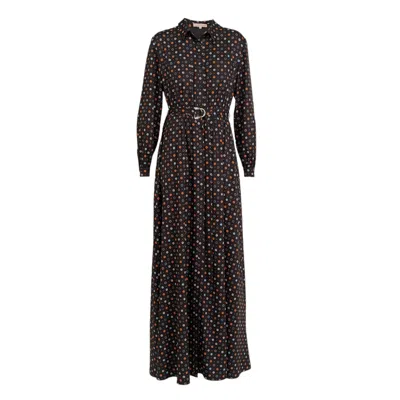 Dolores Promesas Women's Black Long Shirt Dress Printed Circles