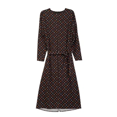 Dolores Promesas Women's Black Midi Shirt Dress Printed Circles
