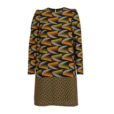 Dolores Promesas Women's Black Short Leaf Print Dress