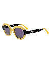 Dolores Promesas Women's Black / Yellow / Orange Mustard Oval Glasses With Circles Print In Black/yellow/orange