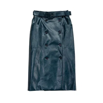 Dolores Promesas Women's Blue Beautiful Leather Effect Midi Skirt