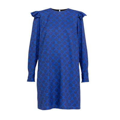 Dolores Promesas Women's Blue Bicolor Ruffles Short Dress