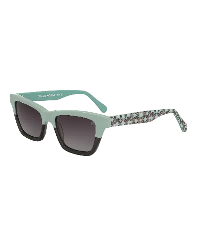 Dolores Promesas Women's Blue / Black Black, Turquoise Butterfly Patterned Beveled Spectacle With Peak Trend In Blue/black