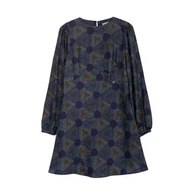 Dolores Promesas Women's Blue Elisa Geometric Print Dress