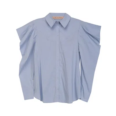 Dolores Promesas Women's Blue Puffed Sleeve Blouse Celeste
