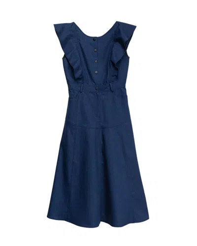 Dolores Promesas Women's Blue Sleeveless Midi Dress With Square Back Denim
