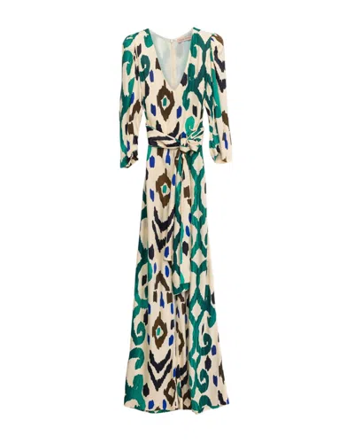 Dolores Promesas Women's Bow Waist Print Ethnic Jumpsuit In Green