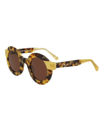 Dolores Promesas Women's Brown Havana And Mustard Round Cut Glasses