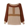 Dolores Promesas Women's Brown Jimena Color Block Sweater In Brown