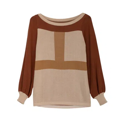 Dolores Promesas Women's Brown Jimena Color Block Sweater