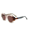 DOLORES PROMESAS WOMEN'S GOLD GLASSES WITH BEAK SHAPE AND MARBLE PRINT IN MAKEUP COLOR.