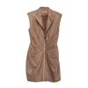 Dolores Promesas Women's Gold Monica Shoulder Pads Dress In Gold