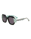 Dolores Promesas Women's Green / Black Black And Turquoise Geometric Shape Glasses With Butterfly Pattern In Green/black