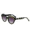 Dolores Promesas Women's Green / Black Green Cat-eye Glasses With Leaf Pattern In Green/black