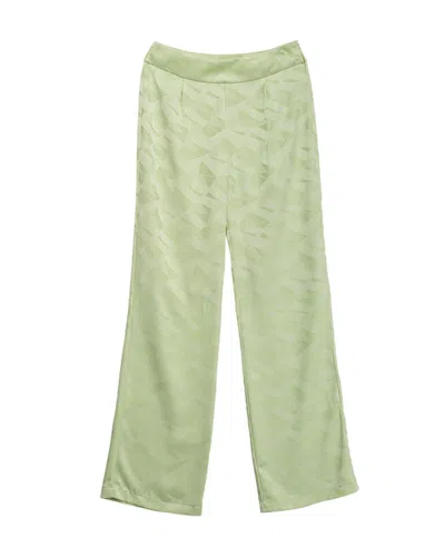 Dolores Promesas Women's Green Straight Jacquard Fluid Trousers