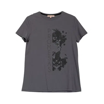 Dolores Promesas Women's Grey Illustrated Gray T-shirt Promises
