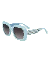 Dolores Promesas Women's Light Blue Square Cut Sunglasses With Chameleon Print In Blue