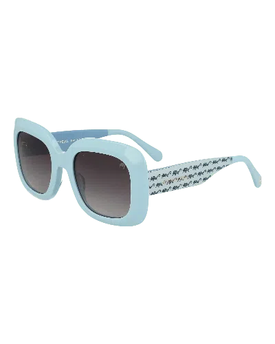 Dolores Promesas Women's Light Blue Square Cut Sunglasses With Chameleon Print