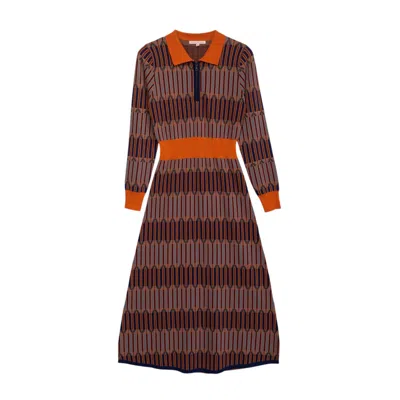 Dolores Promesas Women's Luna Color Block Midi Dress In Beige/brown/orange