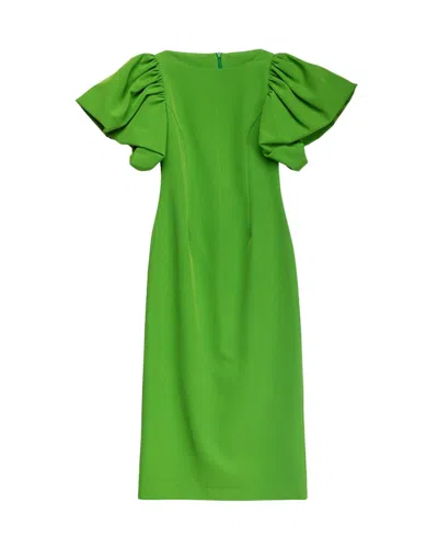 Dolores Promesas Women's Midi Straight Dress With Green Lantern Sleeve