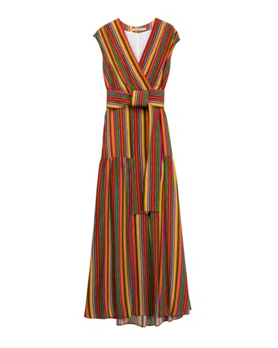 Dolores Promesas Women's Multicolor Striped Belted Dress