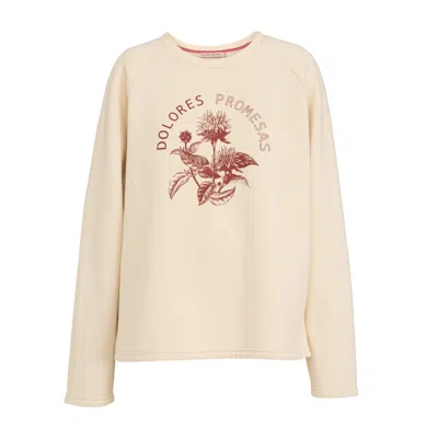 Dolores Promesas Women's Neutrals Beige Floral Print Sweatshirt