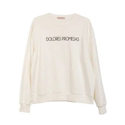 Dolores Promesas Women's Neutrals Sweatshirt Broken White Thank You