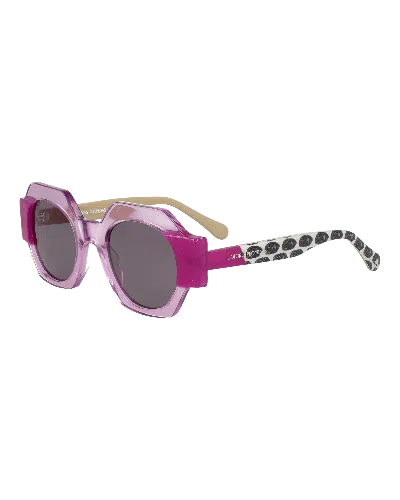 Dolores Promesas Women's Pink / Purple Geometric Shape Transparent Pink And Fuchsia Glasses