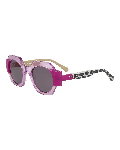 Dolores Promesas Women's Pink / Purple Geometric Shape Transparent Pink And Fuchsia Glasses In Pink/purple