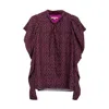 Dolores Promesas Women's Pink / Purple Printed Blouse With Bow Elena In Pink/purple