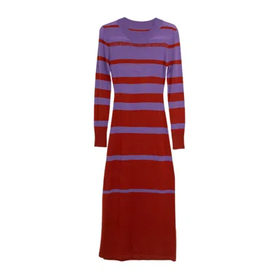 Dolores Promesas Women's Pink / Purple Red And Lavender Striped Knit Dress In Pink/purple