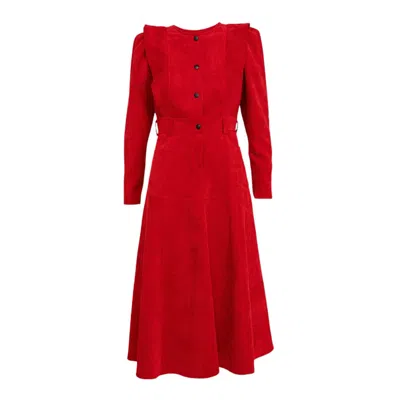 Dolores Promesas Women's Red Corduroy Midi Dress