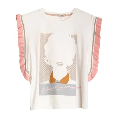 Dolores Promesas Women's White Ciel T-shirt Pink