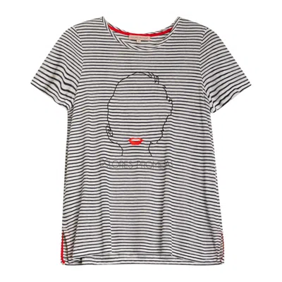 Dolores Promesas Women's White Muse Striped T-shirt