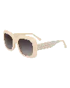 Dolores Promesas Women's White Square Cut Sunglasses With Chameleon Print In White