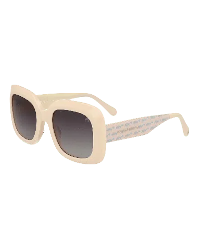 Dolores Promesas Women's White Square Cut Sunglasses With Chameleon Print