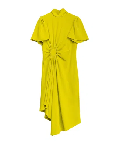 Dolores Promesas Women's Yellow / Orange Asymmetric Neckline Dress With Open Back In Yellow/orange